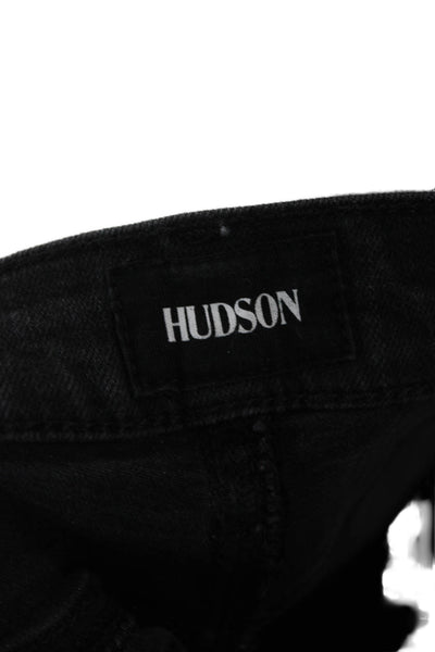Hudson Women Cropped Jeans Black Viscose High Rise Button Inseam 24 Size 24