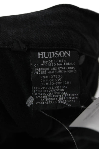 Hudson Women Cropped Jeans Black Viscose High Rise Button Inseam 24 Size 24