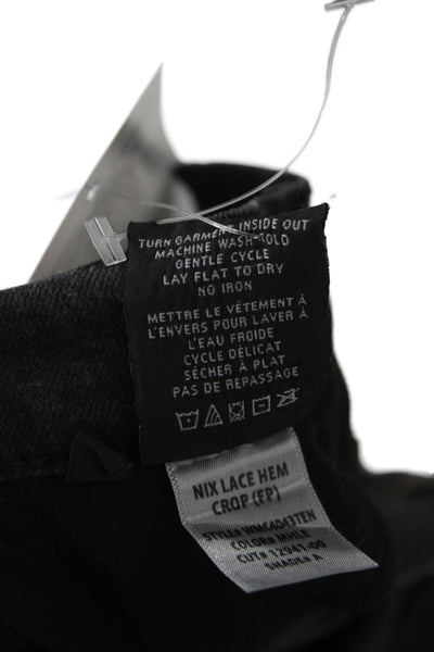 Hudson Women Cropped Jeans Black Viscose High Rise Button Inseam 24 Size 24