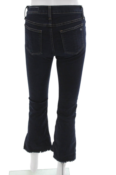Rag & Bone Jean Womens Flared Jeans Blue Cotton Blend Mid Rise Button Size 24