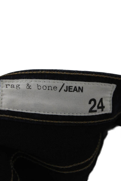 Rag & Bone Jean Womens Flared Jeans Blue Cotton Blend Mid Rise Button Size 24