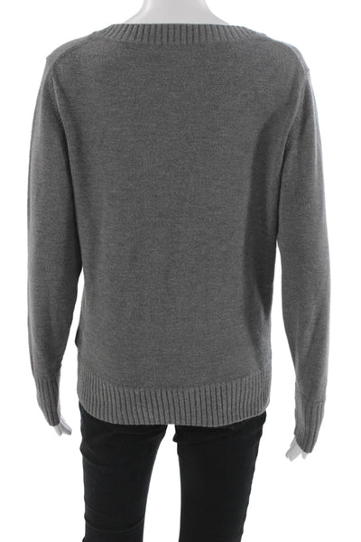 Banana Republic Womens Merino Wool V-Neck Pullover Sweater Gray Size L
