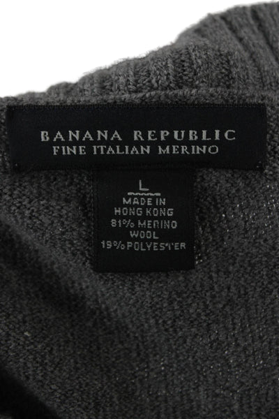 Banana Republic Womens Merino Wool V-Neck Pullover Sweater Gray Size L