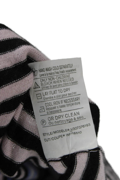 Vince Womens Black Merino Wool Striped Pullover Sweater Crew Neck Size 2XS