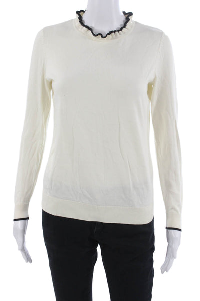Talbots Women Ivory Cotton Mock Neck Pullover Sweater Long Sleeve Petite Size S