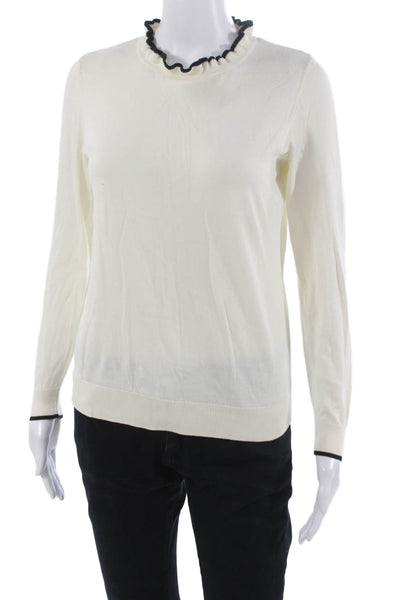 Talbots Women Ivory Cotton Mock Neck Pullover Sweater Long Sleeve Petite Size S