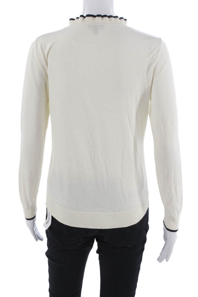 Talbots Women Ivory Cotton Mock Neck Pullover Sweater Long Sleeve Petite Size S