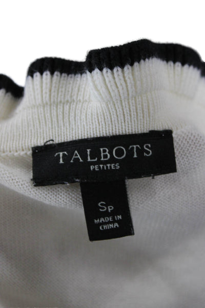 Talbots Women Ivory Cotton Mock Neck Pullover Sweater Long Sleeve Petite Size S
