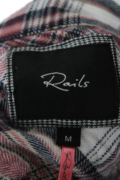 Rails Women Plaid Collared Long Sleeve Button-Up Polyester Blend Basic Size M