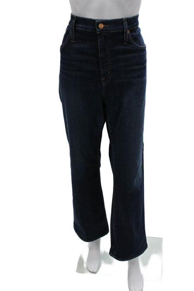 J Crew Women Flared Blue High Rise Jeans Button Size 33