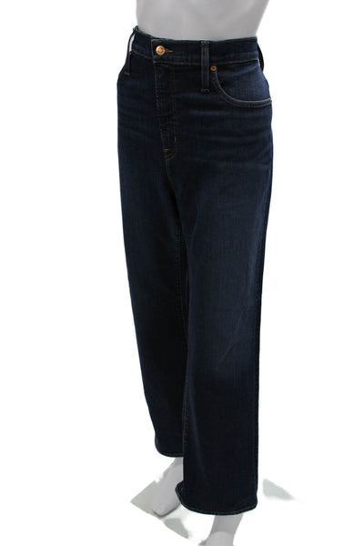 J Crew Women Flared Blue High Rise Jeans Button Size 33