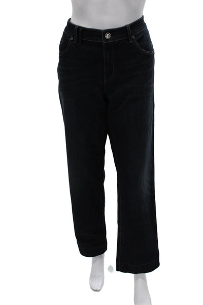 Elie Tahari Womens Blue Straight Jeans High Rise Cotton Zip Size 14