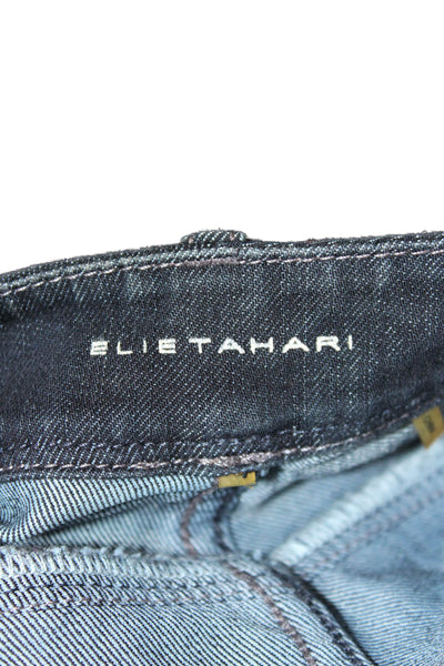 Elie Tahari Womens Blue Straight Jeans High Rise Cotton Zip Size 14
