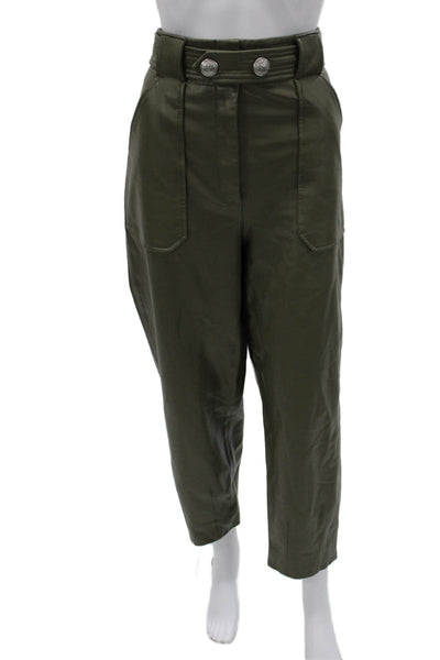 Veronica Beard Women Green Ankle Pants Polyurethane Zip Inseam 27 Size 14