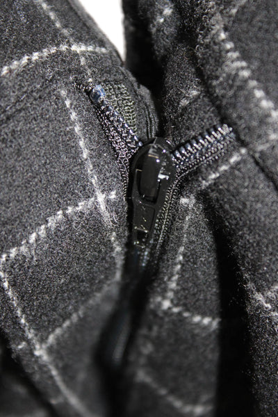 Akris Punto Women Dress Pants Black Wool Checked Zip Closure Size 14
