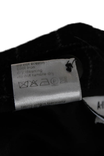 Akris Punto Women Dress Pants Black Wool Checked Zip Closure Size 14