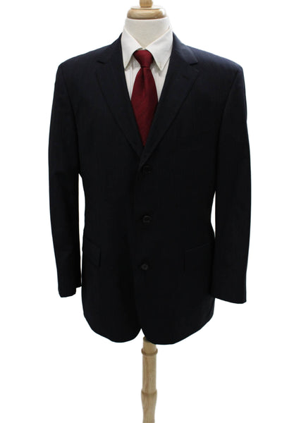 Boss Hugo Boss Men Blue Striped Wool Blazer Size 42