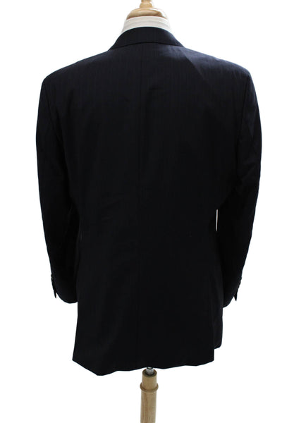 Boss Hugo Boss Men Blue Striped Wool Blazer Size 42