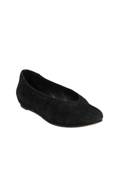 Eileen Fisher Womens Suede Round Toe Slip On Flats Black Size 6.5