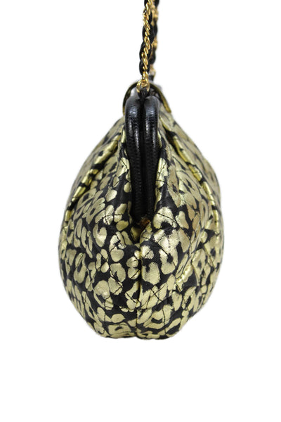 Jay Herbert NY Metallic Leather Animal Print Shoulder Bag Gold