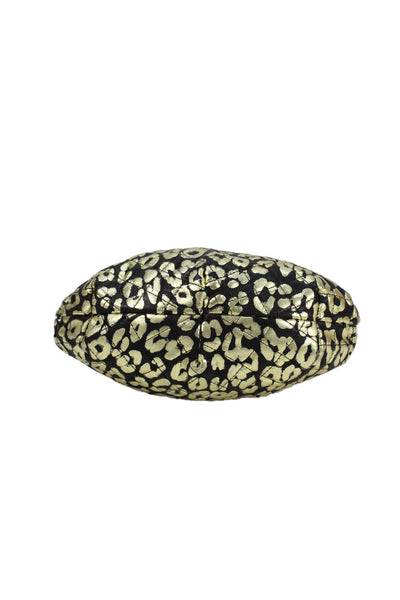 Jay Herbert NY Metallic Leather Animal Print Shoulder Bag Gold