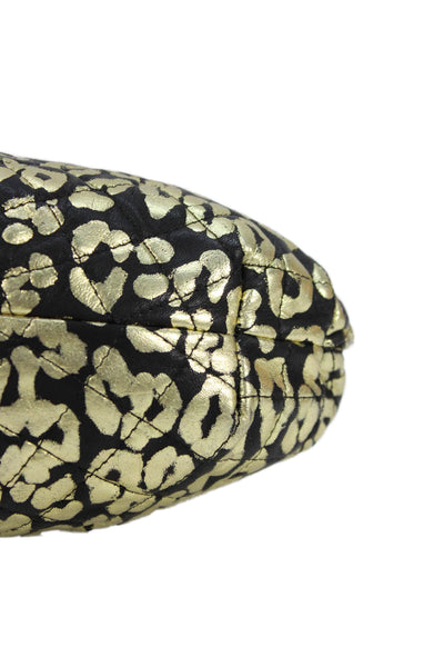 Jay Herbert NY Metallic Leather Animal Print Shoulder Bag Gold