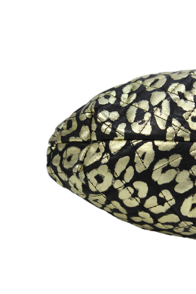 Jay Herbert NY Metallic Leather Animal Print Shoulder Bag Gold