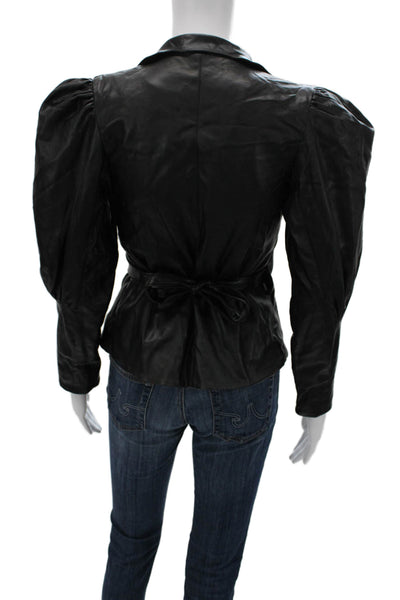 Nonchalant Label Women Bodysuit Black V-Neck Long Sleeve Tie Closure Size XS