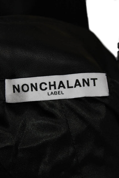Nonchalant Label Women Bodysuit Black V-Neck Long Sleeve Tie Closure Size XS