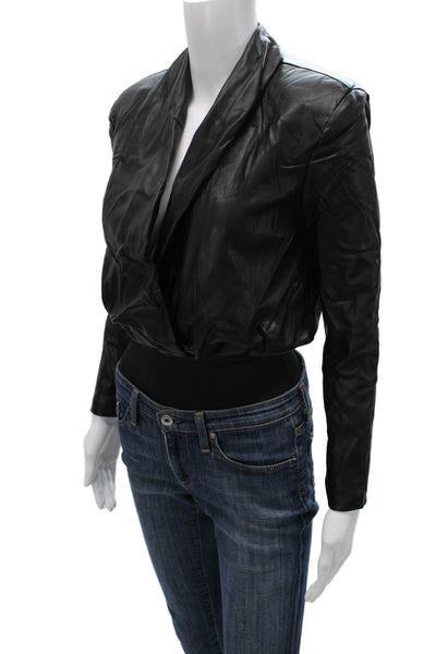 Nonchalant Label Womens One Piece Bodysuit Black V Neck Long Sleeve Size XS