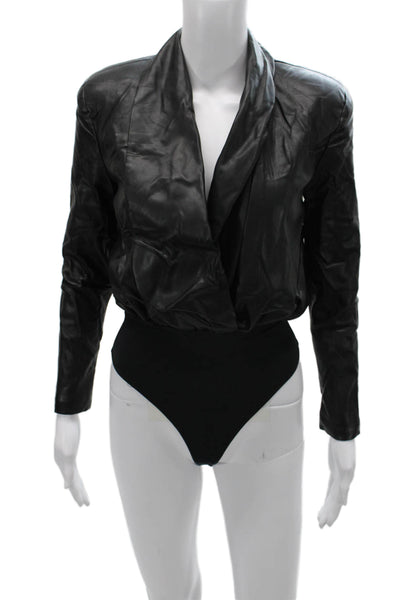 Nonchalant Label Women One Piece V Neck Long Sleeve Black Polyester Size XS