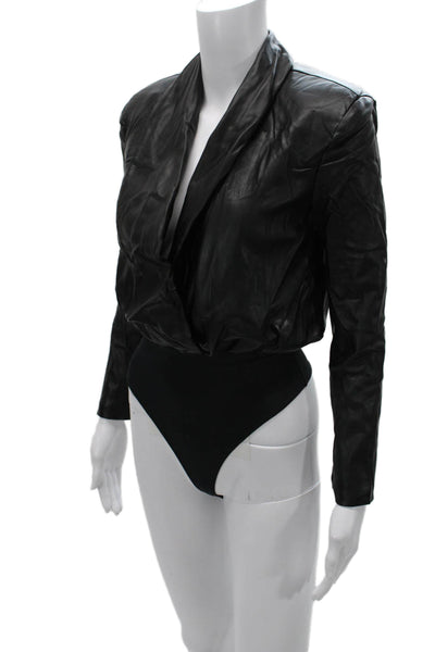 Nonchalant Label Women One Piece V Neck Long Sleeve Black Polyester Size XS