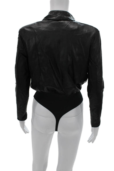 Nonchalant Label Women One Piece V Neck Long Sleeve Black Polyester Size XS