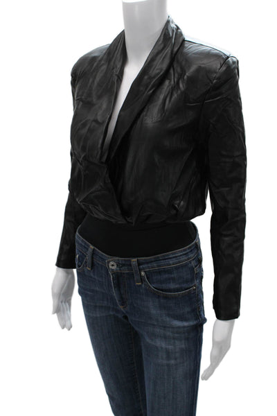 Nonchalant Label Women One Piece V Neck Long Sleeve Black Polyester Size XS