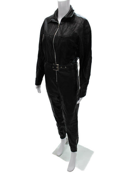 Nonchalant Label Women Jumpsuit Black Collared Long Sleeve Size XS