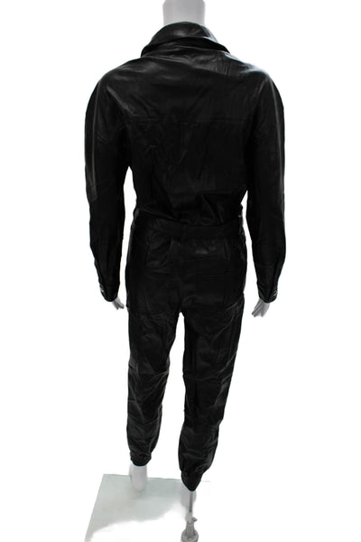 Nonchalant Label Women Jumpsuit Black Collared Long Sleeve Size XS