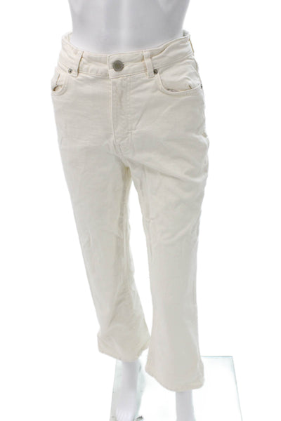 La Ligne Womens Cropped Ivory High Rise Cotton Jeans Size 27