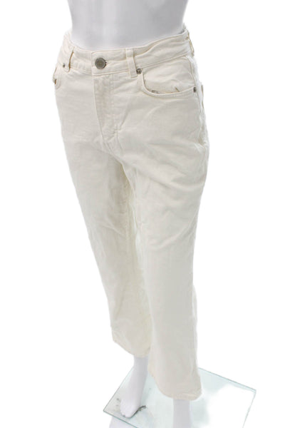 La Ligne Womens Cropped Ivory High Rise Cotton Jeans Size 27