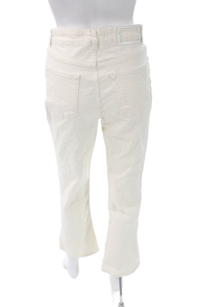 La Ligne Womens Cropped Ivory High Rise Cotton Jeans Size 27