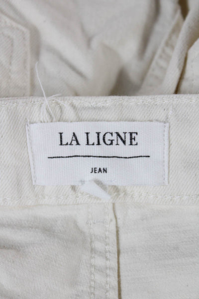 La Ligne Womens Cropped Ivory High Rise Cotton Jeans Size 27