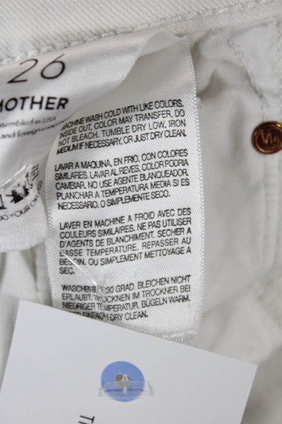 Mother Womens Cropped Jeans White High Rise Button Cotton Size 26