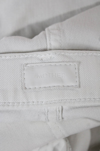 Mother Womens Cropped Jeans White High Rise Button Cotton Size 26