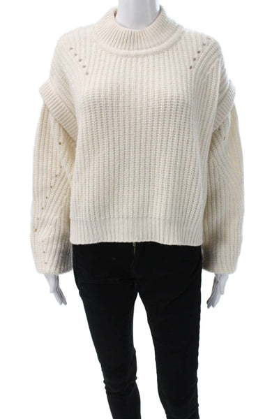 La Ligne Womens Wool Pullover Mock Neck Ivory Long Sleeve Size S