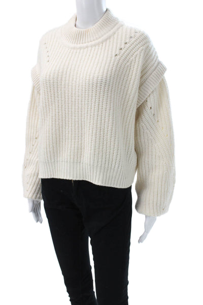 La Ligne Womens Wool Pullover Mock Neck Ivory Long Sleeve Size S