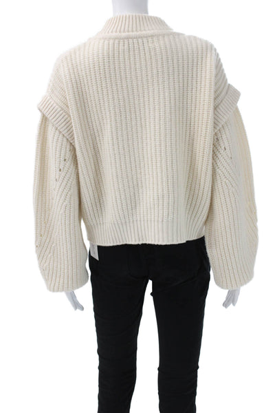 La Ligne Womens Wool Pullover Mock Neck Ivory Long Sleeve Size S