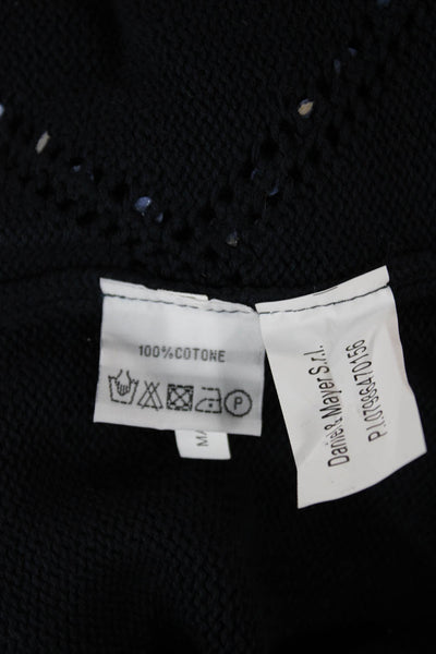 Daniel & Mayer Women Pullover Sweater Blue Cotton Argyle Long Sleeve Size S