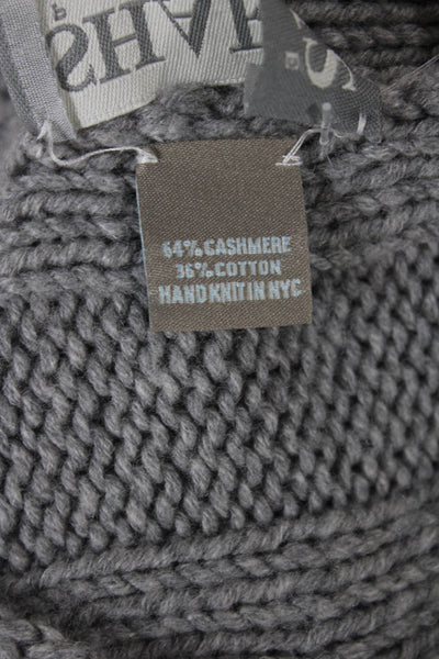 Sharis Place Womens Cashmere Boat Neck Pullover Sweater Gray Long Sleeve Size M