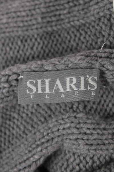 Sharis Place Womens Cashmere Boat Neck Pullover Sweater Gray Long Sleeve Size M