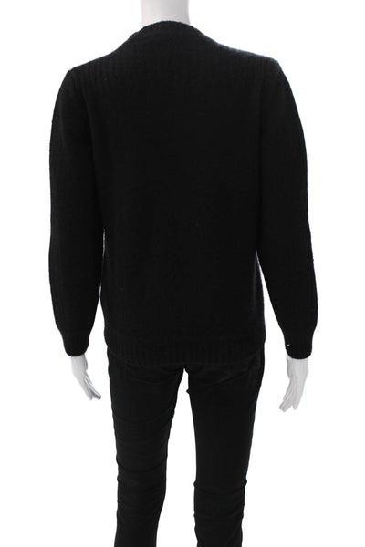 Belstaff Womens Black Wool Blend Crew Neck Pullover Long Sleeve Size L
