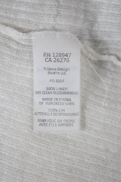 Nili Lotan Women Basic Linen Henley Button Sleeveless Tank White Size S